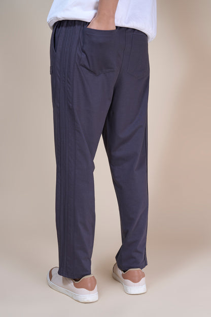 Jinxer Men Side Striped wide leg Fit Trackpants Dark Grey