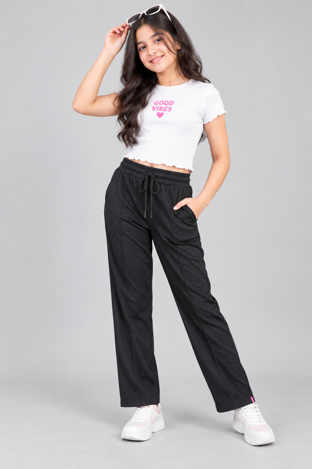Girls' Relaxed Fit Cotton Track Pants for 11–14 Years