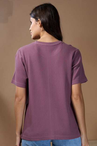 Woman Divine Trouble Textured  Cotton Relaxed  Fit T-Shirt: French Lilac