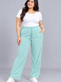 Women’s Ribbed Knit Track Pants / Relaxed Lounge Joggers with Drawstring
