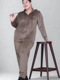 Winter Cotton Velvet Tracksuit For Women - Mocha