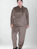 Winter Cotton Velvet Tracksuit For Women - Mocha