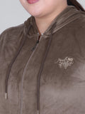 Winter Cotton Velvet Tracksuit For Women - Mocha