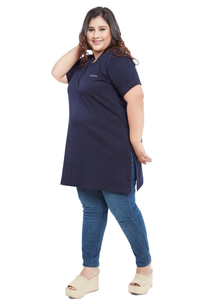 Plus Size Half Sleeves Long Tops For Women - Pack of 2 (Cardamom & Navy)