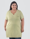 Plus Size Half Sleeves Long Top For Women -Cardamom Green