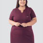 Plus Size Half Sleeves Long Top For Women - Wine