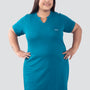Plus Size Half Sleeves Long Top For Women -Teal Blue