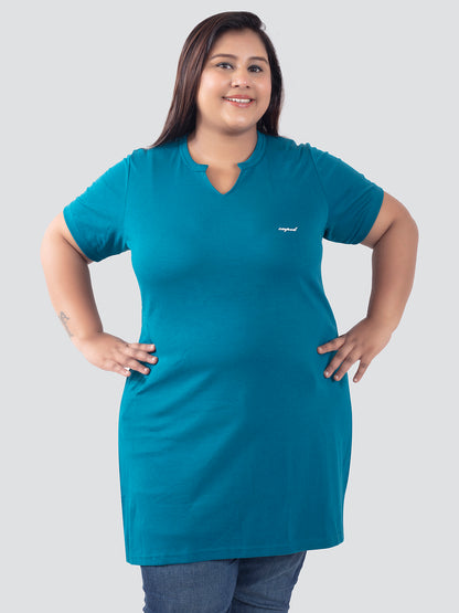 Plus Size Half Sleeves Long Tops For Women - Pack of 2 (Teal & Pink)