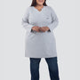Plus Size Full Sleeves Long Top For Women - Grey