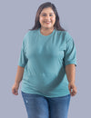 Plus Size Cotton Street Style T-shirts For Summer - Sage