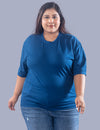 Plus Size Cotton Street Style T-shirts For Summer -Prime Blue