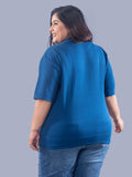Prime Blue Cotton T-Shirt For Curvy Women 