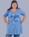 Long Line T-Shirt For Women -Half Sleeves- Sky Blue