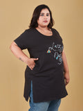 Black long t-shirt for women 