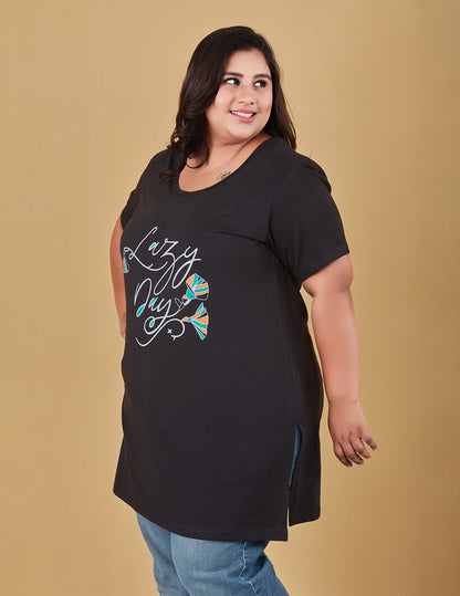 Stylish Plus Size Half sleeves Long t-shirt For Women Online in India