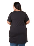 Plus Size Long Hip Covering T-shirts For Women - Half Sleeve - Pack of 2 (Grey & Black)