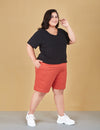 Cotton Shorts For Women - Plain Bermuda - Tangy Orange