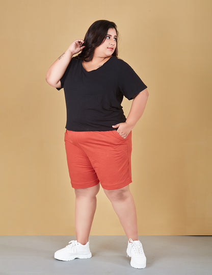 Comfortable Cotton Shorts for Women In Tangy Orange Online In India(Plain Bermuda)