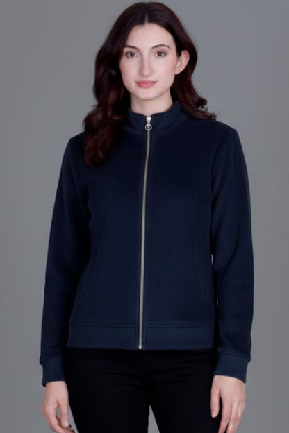 Women’s Winter Fleece Zip-Up Jacket (Stand Collar)