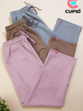 Women's High Rise Waffle Knit Track Pants-Grey