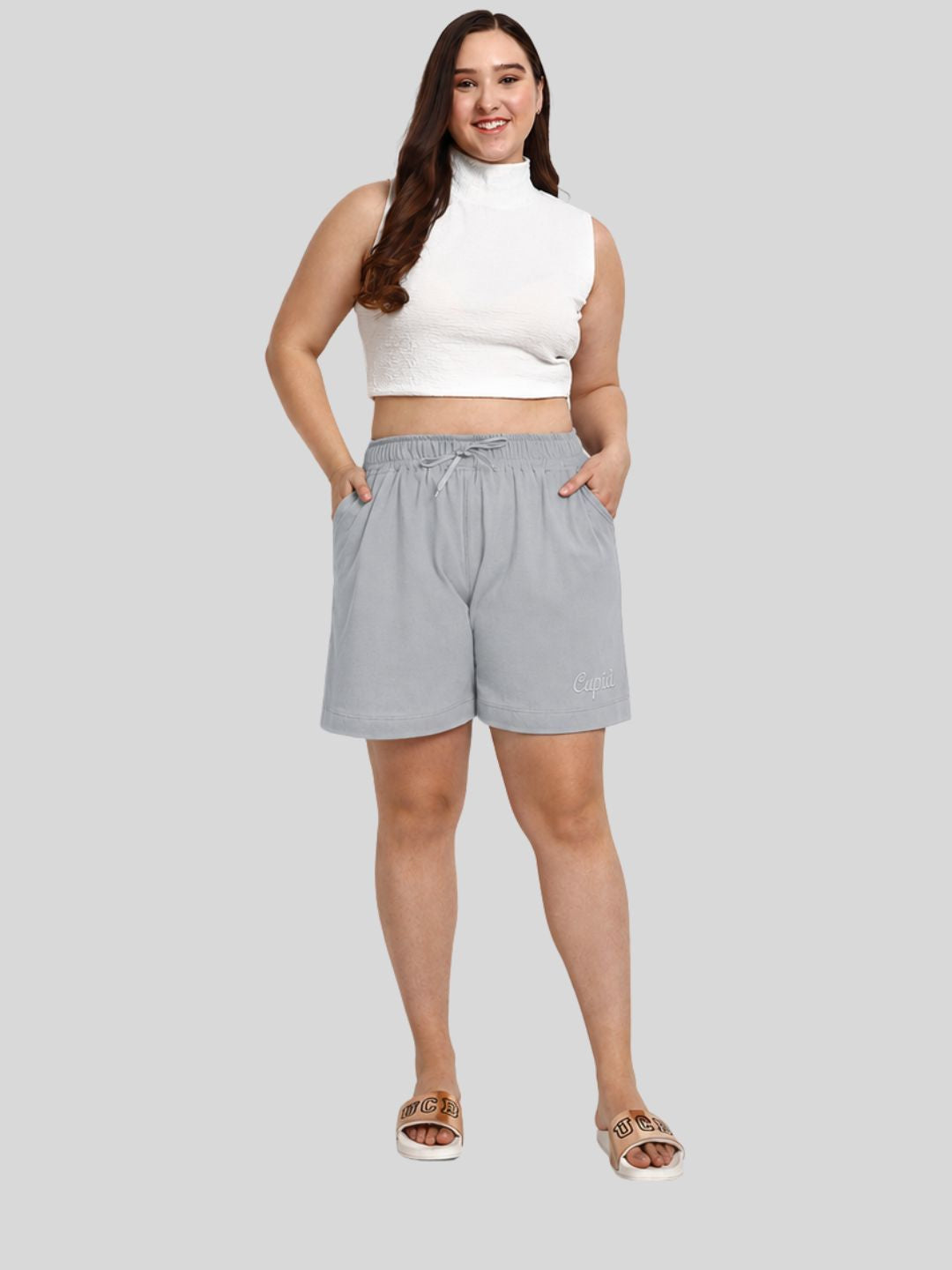 Cotton Shorts For Women - Plain Bermuda -