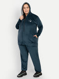 Stylish Peacock Blue Cotton Winter Velvet Tracksuit For Women Online In India