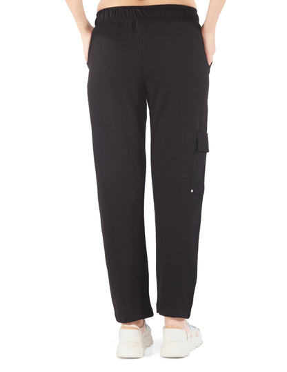 Plus Size Winters Cozy Fleece Cargo Pants For Women - Black