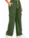 Women Smart Straight Fit Easy Wash Cargo Pants-Green