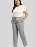 Pearl Grey Cotton Trackpants With One Side Zip Pocket