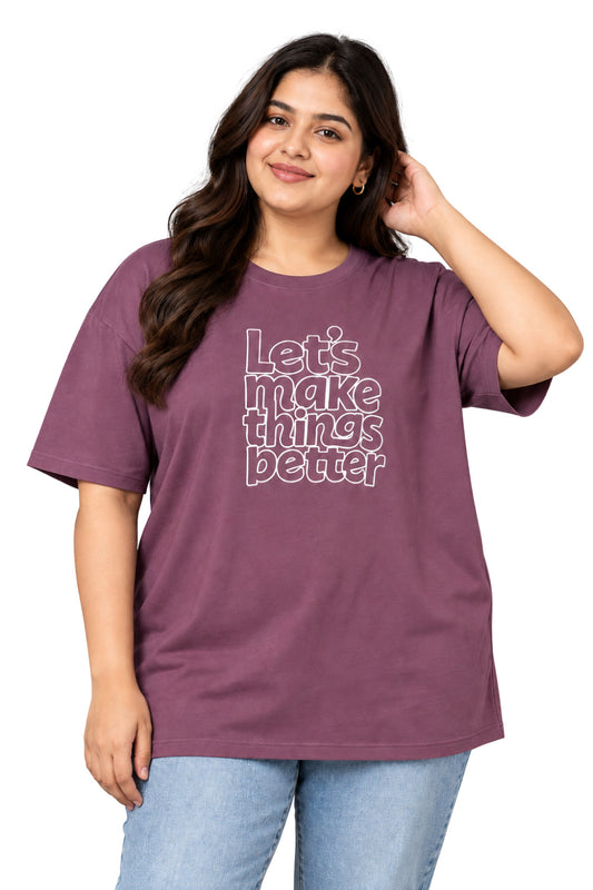 Cupid Woman Basic Printed Cotton Tees In Plus Sizes
