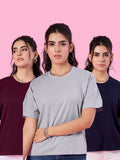 Solid Cotton Boxy Fit T-Shirt for Women