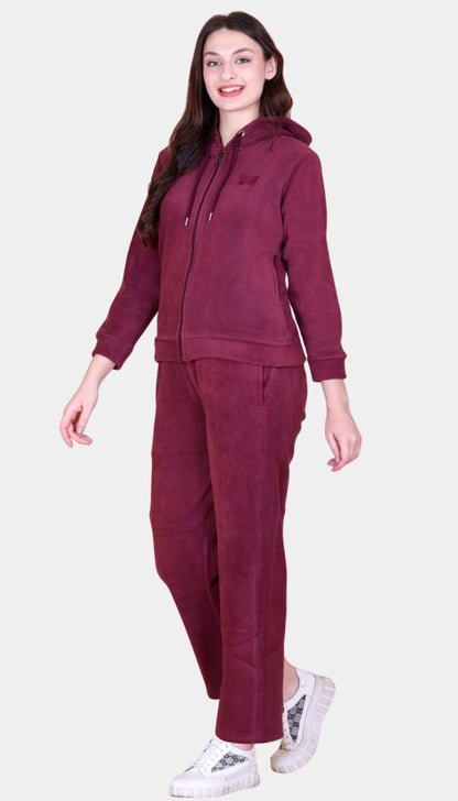 Winters Ultra Warm Fleece Tracksuit Set -Cherry Blossom