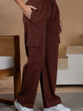 Women Smart Straight Fit Easy Wash Cargo Pants- Rustic Brown