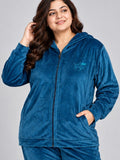 Winter Cotton Velour Tracksuit Set For Woman -Blue Velvet