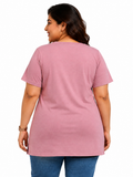 Woman Cotton Lycra V-Neck  Active Tees  – Pink Allure