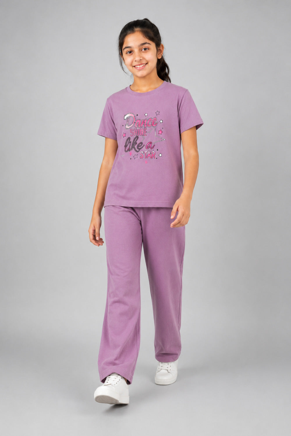 Girls Cotton T-Shirt & Pajama Set Soft Co-Ord Outfit for Kids (9-12 Years)