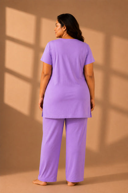 Woman Cotton Floral Printed Tshirt & Pajama Set-Lounge Wear