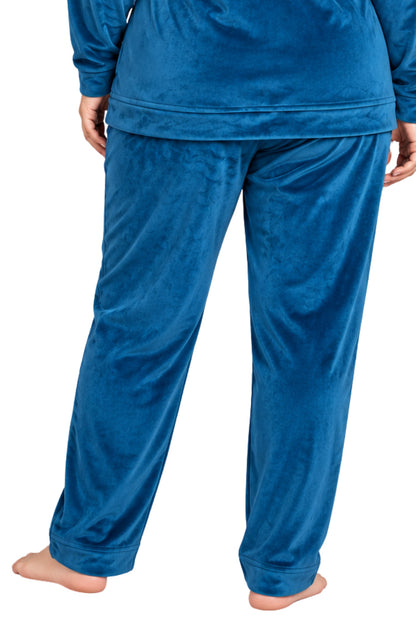Winter Cotton Velour Tracksuit Set For Woman -Blue Velvet