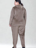 Winter Cotton Velvet Tracksuit For Women - Mocha
