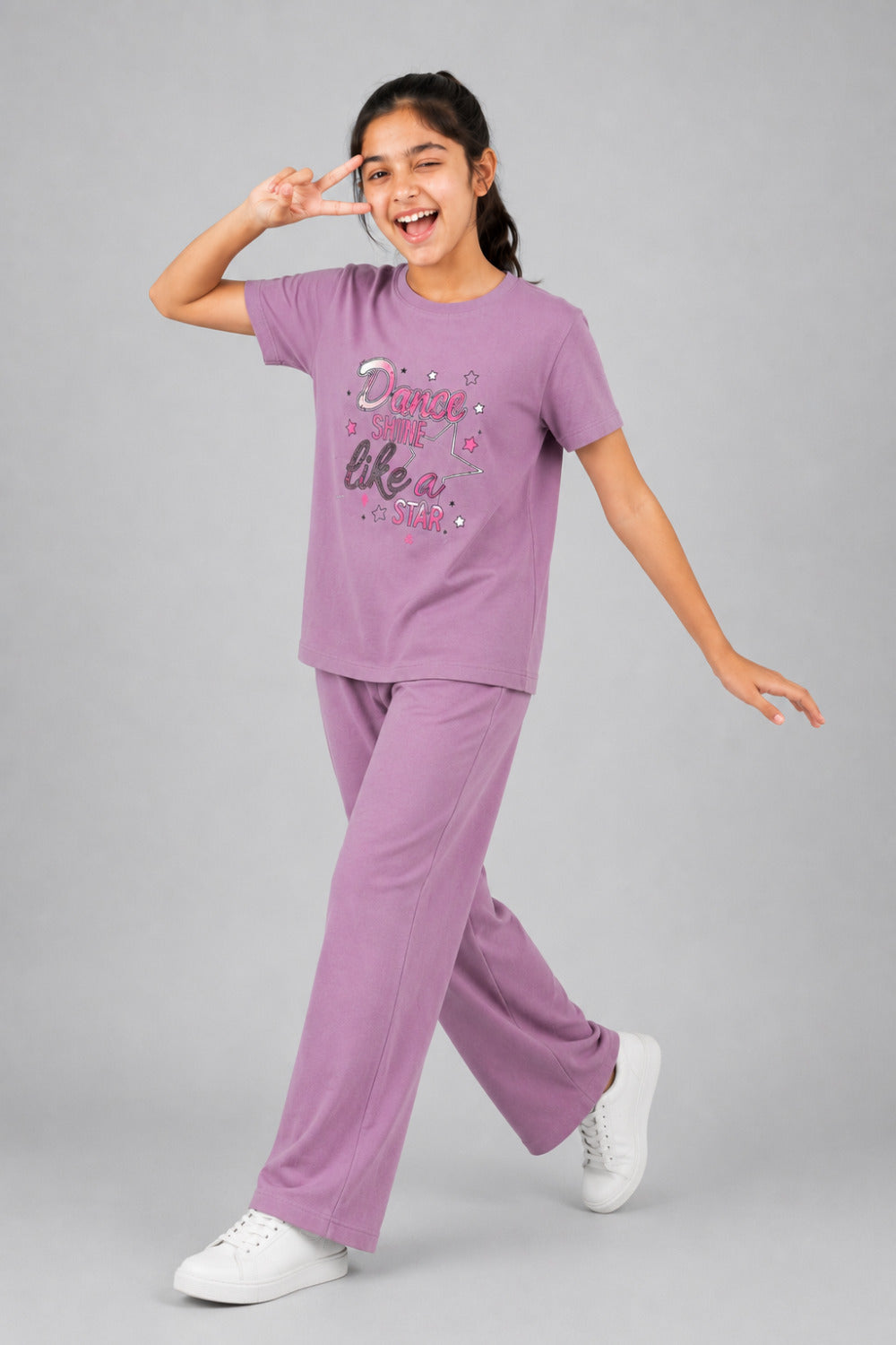 Girls Cotton T-Shirt & Pajama Set Soft Co-Ord Outfit for Kids (9-12 Years)