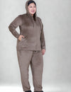 Winter Cotton Velvet Tracksuit For Women - Mocha