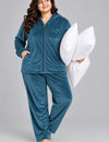 Winter Cotton Velvet Tracksuit For Women - Peacock Blue