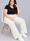 Women’s Ribbed Knit Track Pants / Relaxed Lounge Joggers with Drawstring
