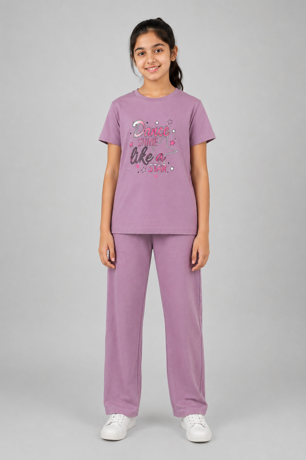 Girls Cotton T-Shirt & Pajama Set Soft Co-Ord Outfit for Kids (9-12 Years)