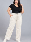 Women’s Ribbed Knit Track Pants / Relaxed Lounge Joggers with Drawstring