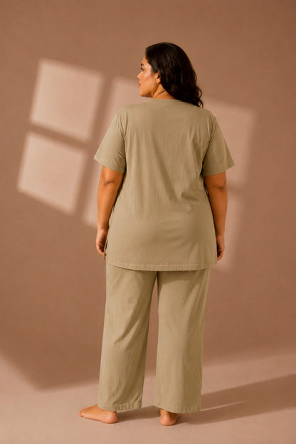 Woman Cotton Floral Printed Tshirt & Pajama Set-Lounge Wear