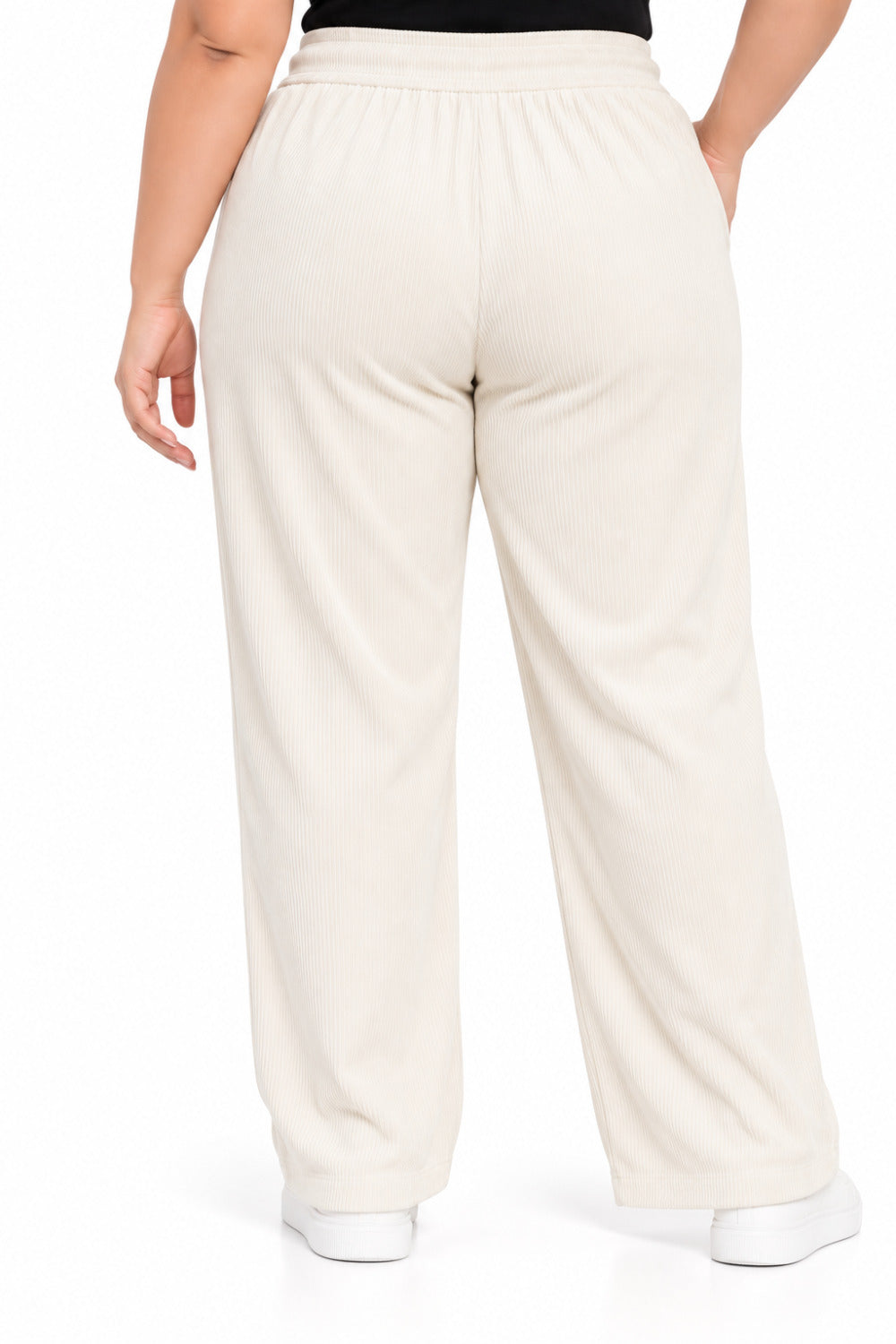 Women’s Ribbed Knit Track Pants / Relaxed Lounge Joggers with Drawstring