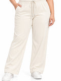 Women’s Ribbed Knit Track Pants / Relaxed Lounge Joggers with Drawstring