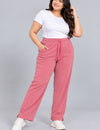Women’s Ribbed Knit Track Pants / Relaxed Lounge Joggers with Drawstring