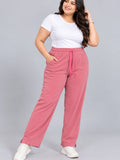 Women’s Ribbed Knit Track Pants / Relaxed Lounge Joggers with Drawstring
